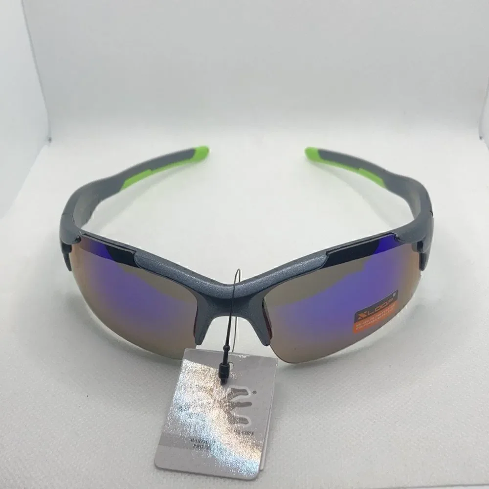 X-Loop Mens Wrap Around Semi Rimless Mirrored Lens